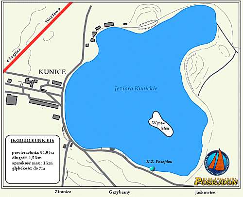 Mapa Jeziora Kunickiego